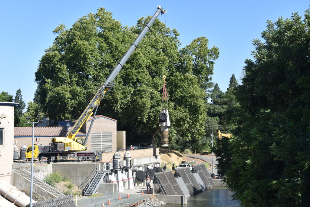 Water pump being removed

